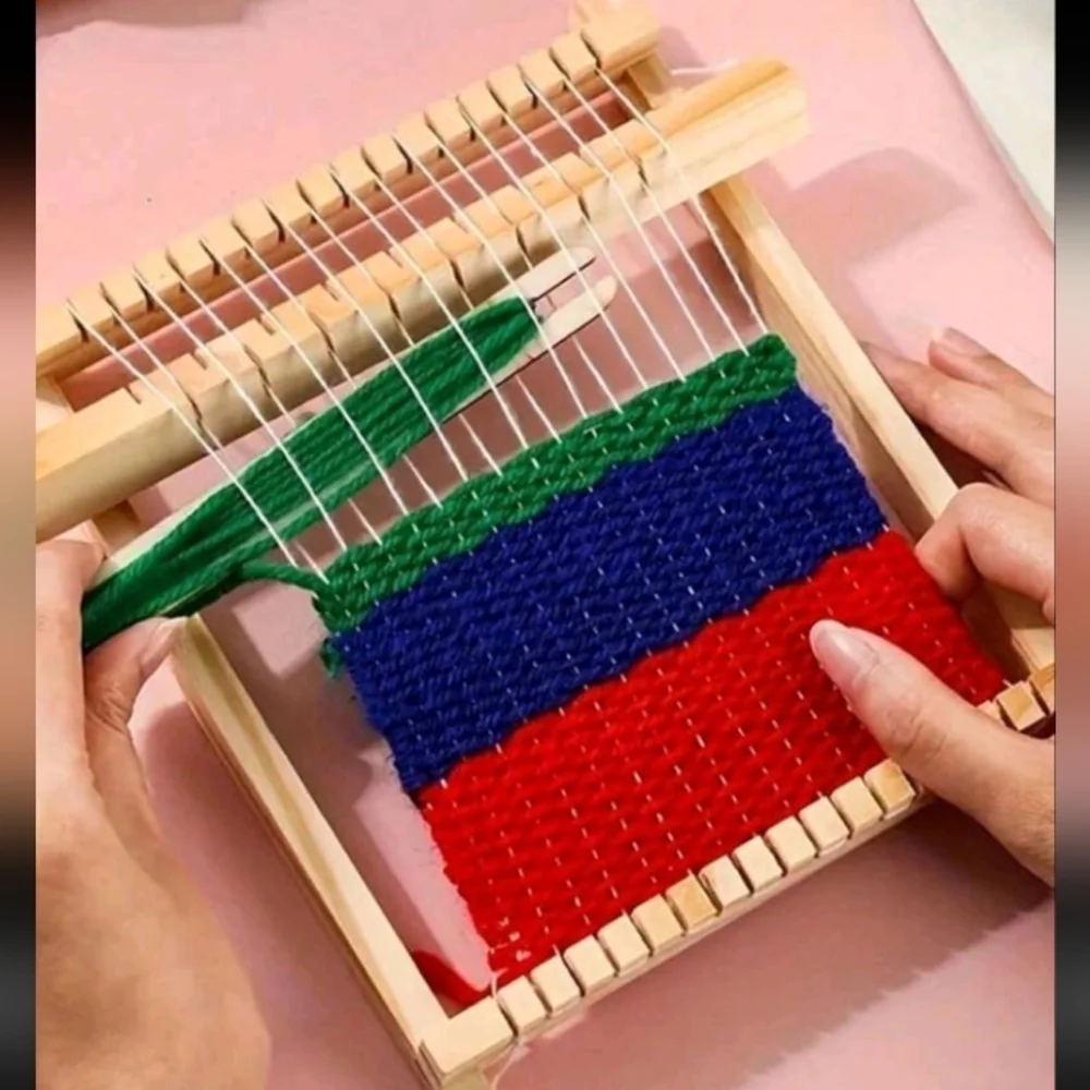 Wooden Weaving Loom Set with Colorful Yarn